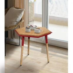15.6 in. Brown and Red Hexagon Illusion Wood Side Table by The Urban Port -The Urban Port Sales brown and red the urban port end side tables upt 272005 fa 1000