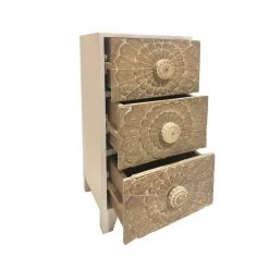 Brown and White 3-Drawer Mango Wood Accent Cabinet with Detailed Front Panels by The Urban Port -The Urban Port Sales brown and white the urban port accent cabinets upt 226285 77 1000