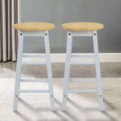 24 in. Brown and White Rubber Wood Counter Height Round Top Backless Bar Stool (Set of 2) by The Urban Port -The Urban Port Sales brown and white the urban port bar stools upt 266393 31 1000