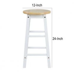 24 in. Brown and White Rubber Wood Counter Height Round Top Backless Bar Stool (Set of 2) by The Urban Port -The Urban Port Sales brown and white the urban port bar stools upt 266393 44 1000