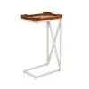 16 In. White and Brown Mango Wood Modern C Shape End Table with Tray Top and Iron Frame by The Urban Port