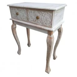 34.5 in. Brown and White Standard Rectangle Mango Wood Console Table with Floral Carved Front by The Urban Port -The Urban Port Sales brown and white the urban port console tables upt 226283 4f 1000