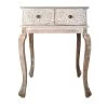 34.5 in. Brown and White Standard Rectangle Mango Wood Console Table with Floral Carved Front by The Urban Port