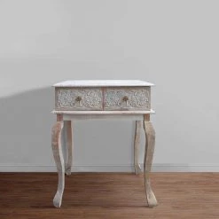 34.5 in. Brown and White Standard Rectangle Mango Wood Console Table with Floral Carved Front by The Urban Port -The Urban Port Sales brown and white the urban port console tables upt 226283 76 1000
