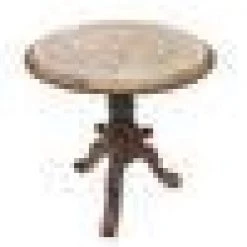 18 in. H Brown and White Intricately Carved Round Top Mango Wood Side End Table with Pedestal Base by The Urban Port -The Urban Port Sales brown and white the urban port end side tables upt 209567 31 1000