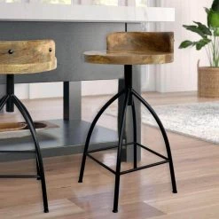 28.5 in. H Brown and Black Industrial Style Adjustable Swivel Counter Height Stool with Backrest by The Urban Port -The Urban Port Sales brown black the urban port bar stools upt 165867 31 1000