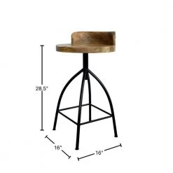 28.5 in. H Brown and Black Industrial Style Adjustable Swivel Counter Height Stool with Backrest by The Urban Port -The Urban Port Sales brown black the urban port bar stools upt 165867 40 1000