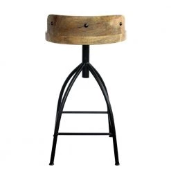 28.5 in. H Brown and Black Industrial Style Adjustable Swivel Counter Height Stool with Backrest by The Urban Port -The Urban Port Sales brown black the urban port bar stools upt 165867 4f 1000