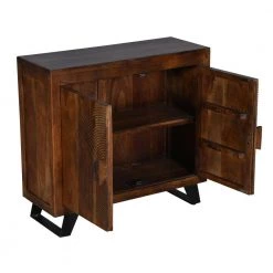 Modern Brown Wood Accent Cabinet with Engraved Circular Design by The Urban Port -The Urban Port Sales brown the urban port accent cabinets upt 230847 77 1000