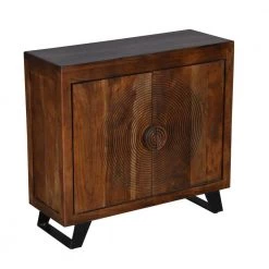 Modern Brown Wood Accent Cabinet with Engraved Circular Design by The Urban Port -The Urban Port Sales brown the urban port accent cabinets upt 230847 c3 1000