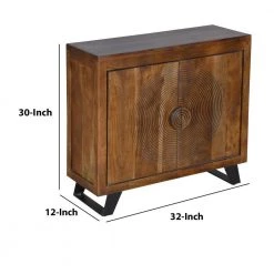 Modern Brown Wood Accent Cabinet with Engraved Circular Design by The Urban Port -The Urban Port Sales brown the urban port accent cabinets upt 230847 fa 1000