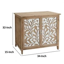 Brown Wooden Storage Cabinet with 2-Doors and Floral Mirror Trim by The Urban Port -The Urban Port Sales brown the urban port accent cabinets upt 250433 44 1000