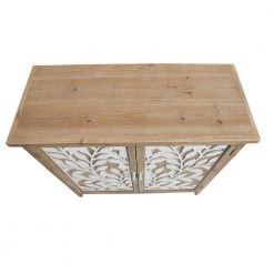 Brown Wooden Storage Cabinet with 2-Doors and Floral Mirror Trim by The Urban Port -The Urban Port Sales brown the urban port accent cabinets upt 250433 4f 1000