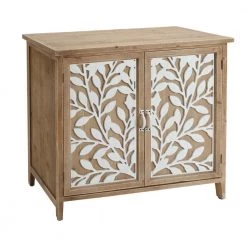 Brown Wooden Storage Cabinet with 2-Doors and Floral Mirror Trim by The Urban Port -The Urban Port Sales brown the urban port accent cabinets upt 250433 c3 1000