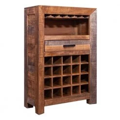 Brown 43 in. Single Drawer 20-Bottle Wine Storage Cabinet with Stemware Hanger by The Urban Port