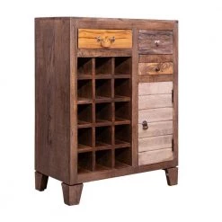 Brown 35 In. 3 Drawer Wooden 15 Bottle Wine Accent Cabinet with 1 Door Storage by The Urban Port