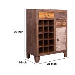 Brown 35 In. 3 Drawer Wooden 15 Bottle Wine Accent Cabinet with 1 Door Storage by The Urban Port -The Urban Port Sales brown the urban port bar cabinets upt 238087 fa 1000