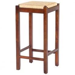 32 in. Brown Mango Wood Barstool with Rope Weaved Seat by The Urban Port