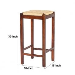 32 in. Brown Mango Wood Barstool with Rope Weaved Seat by The Urban Port -The Urban Port Sales brown the urban port bar stools upt 262413 fa 1000