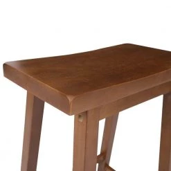 24 in. Walnut Brown Wooden Counter Height Stool with Saddle Seat by The Urban Port -The Urban Port Sales brown the urban port bar stools upt 266392 4f 1000