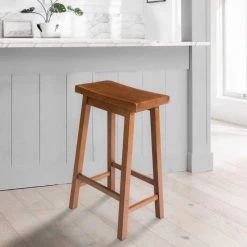 24 in. Walnut Brown Wooden Counter Height Stool with Saddle Seat by The Urban Port -The Urban Port Sales brown the urban port bar stools upt 266392 76 1000