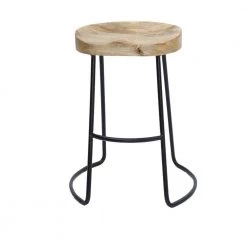 Brown and Black Small Wooden Saddle Seat Barstool with Tubular Metal Base by The Urban Port -The Urban Port Sales brown the urban port bar stools upt 37910 1f 1000