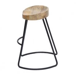 Brown and Black Small Wooden Saddle Seat Barstool with Tubular Metal Base by The Urban Port -The Urban Port Sales brown the urban port bar stools upt 37910 4f 1000