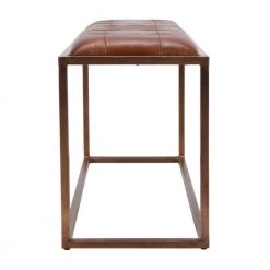 Brown and Bronze Metal Frame Accent Bench with Genuine Leather Upholstery (14 in. L x 42 in. W x 20 in. H) by The Urban Port -The Urban Port Sales brown the urban port bedroom benches upt 263789 44 1000