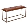 Brown and Bronze Metal Frame Accent Bench with Genuine Leather Upholstery (14 in. L x 42 in. W x 20 in. H) by The Urban Port