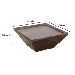 36 in. Brown Medium Square Wood Coffee Table with Trapezoid Base by The Urban Port -The Urban Port Sales brown the urban port coffee tables upt 204781 44 1000