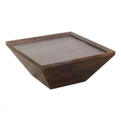 36 in. Brown Medium Square Wood Coffee Table with Trapezoid Base by The Urban Port