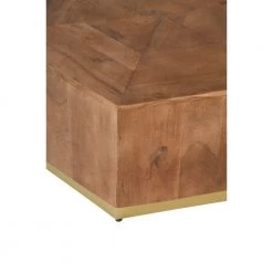 39.5 in. Brown Hexagonal Acacia Wood Block Accent Coffee Table with Textured Detail by The Urban Port -The Urban Port Sales brown the urban port coffee tables upt 215751 1f 1000