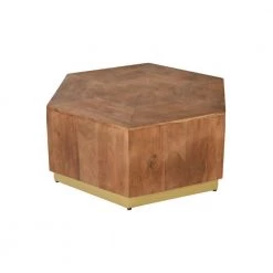 39.5 in. Brown Hexagonal Acacia Wood Block Accent Coffee Table with Textured Detail by The Urban Port -The Urban Port Sales brown the urban port coffee tables upt 215751 4f 1000