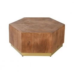 39.5 in. Brown Hexagonal Acacia Wood Block Accent Coffee Table with Textured Detail by The Urban Port -The Urban Port Sales brown the urban port coffee tables upt 215751 c3 1000