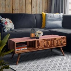 55 in. Brown Rectangle Wooden Coffee Table with 1-Drop Down Door and Open Compartment by The Urban Port -The Urban Port Sales brown the urban port coffee tables upt 238097 31 1000