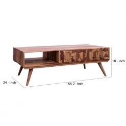 55 in. Brown Rectangle Wooden Coffee Table with 1-Drop Down Door and Open Compartment by The Urban Port -The Urban Port Sales brown the urban port coffee tables upt 238097 44 1000