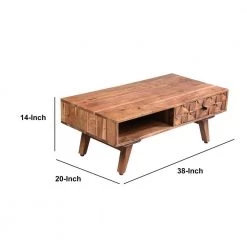 20 in. L Oak Brown Farmhouse Rectangle Acaica Wood Coffee Table with 2-Drawers and Textured Front by The Urban Port -The Urban Port Sales brown the urban port coffee tables upt 242829 44 1000