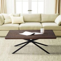 23 in. L Natural Brown Sonoma and Black Rectangular Wooden Coffee Table with Boomerang Legs by The Urban Port -The Urban Port Sales brown the urban port coffee tables upt 266256 76 1000