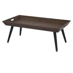 23 in. L Brown and Black Rectangular Wooden Coffee Table with Tray Top and Metal Legs by The Urban Port
