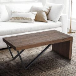 23 in. L Natural Brown Sonoma and Black Rectangular Wooden Coffee Table with V Shape Legs by The Urban Port -The Urban Port Sales brown the urban port coffee tables upt 266258 76 1000
