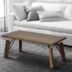 Natural Brown 23 in. L Rectangular Wooden Coffee Table with Block Legs by The Urban Port -The Urban Port Sales brown the urban port coffee tables upt 266259 76 1000