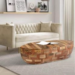 16 In. Weathered Brown Mango Wood Oval Canoe Shape Coffee Table by The Urban Port 17 16 In. Weathered Brown Mango Wood Oval Canoe Shape Coffee Table by The Urban Port -The Urban Port Sales brown the urban port coffee tables upt 272521 31 1000
