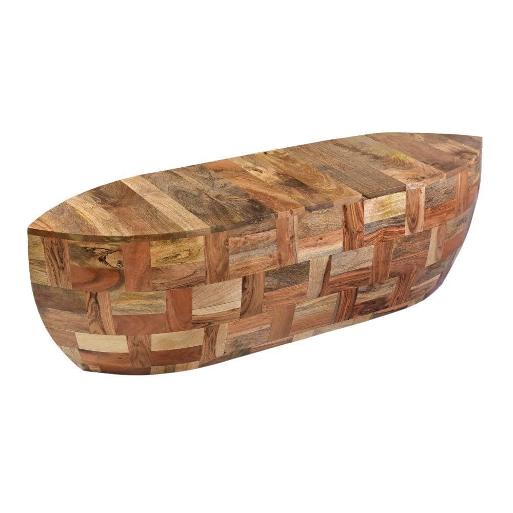 16 In. Weathered Brown Mango Wood Oval Canoe Shape Coffee Table by The Urban Port 1 16 In. Weathered Brown Mango Wood Oval Canoe Shape Coffee Table by The Urban Port