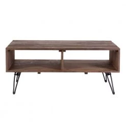 Betsy 42 in. Natural Brown Rectangle Reclaimed Wood Farmhouse Coffee Table With Storage and Metal Legs by The Urban Port