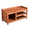 Brown Entryway Bench with Wooden Seat and 2 Slatted Shelves 16" L x 36" W x 18" H by The Urban Port