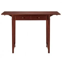 3 Piece Walnut Brown Breakfast Table Set with Double Drop Leaf and Wooden Seating by The Urban Port -The Urban Port Sales brown the urban port dining room sets upt 266391 44 1000