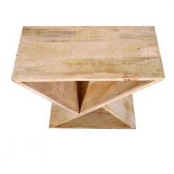 Handcrafted Brown Mango Wood Z Shaped End Table with Open Bottom Shelf by The Urban Port -The Urban Port Sales brown the urban port end side tables upt 195130 1f 1000