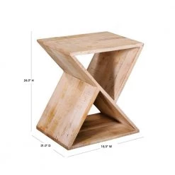 Handcrafted Brown Mango Wood Z Shaped End Table with Open Bottom Shelf by The Urban Port -The Urban Port Sales brown the urban port end side tables upt 195130 40 1000