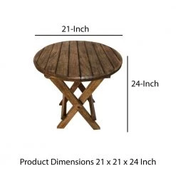 24 in. H Farmhouse Rustic Brown Wooden Round Folding Chair Side End Table with Planked Top by The Urban Port -The Urban Port Sales brown the urban port end side tables upt 225289 44 1000