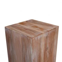 10.2 in. Brown Square Handcrafted Acacia Wood Side End Table with Block Design and Distressed Details by The Urban Port -The Urban Port Sales brown the urban port end side tables upt 231476 4f 1000
